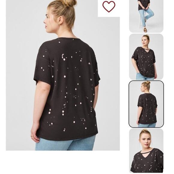 Torrid Women’s Sz 3 (22/24) Bleach Splattered Heritage Slub V-Neck Tee - Picture 2 of 7
